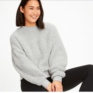 GAP Gray Sherpa Crew Neck Sweatshirt Womens Sz Lg